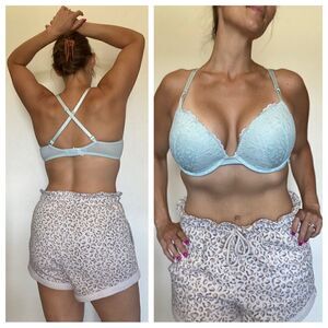 Victoria’s Secret Bra Push Up 34DD Lace Sea Foam Green
